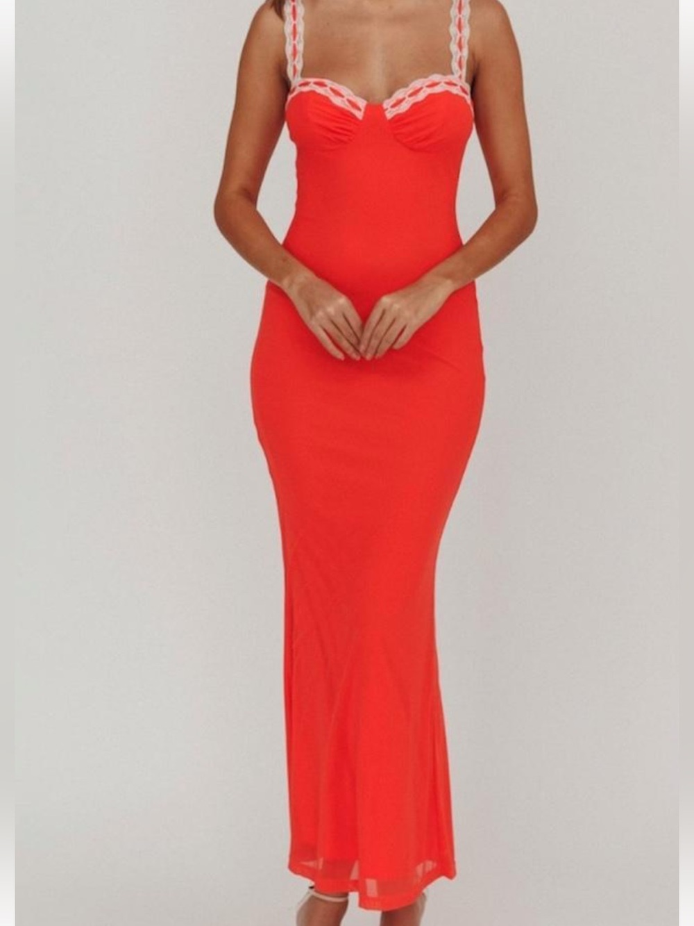 Saints & Secrets Red Lace-Trim Maxi Slip Dress